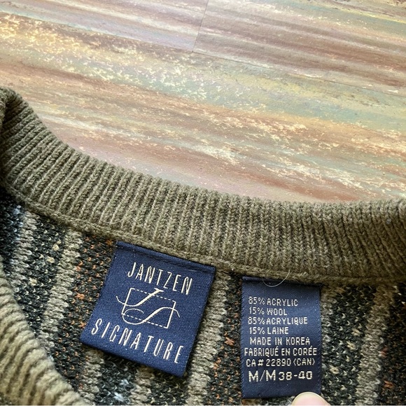 Jantzen Pullover Knit Sweater Geometric Stripe Acrylic Wool Blend Vintage 90s - Picture 4 of 6